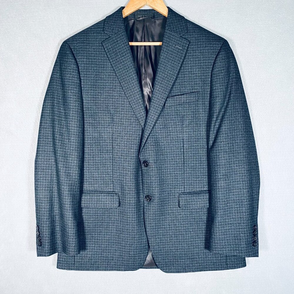 Lauren Ralph Lauren Blazer Mens 42R Charcoal Gray Houndstooth Sport Coat Jacket